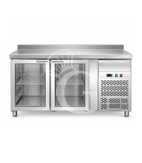 Tavolo refrigerato con 2 porte vetro, alzatina e Prof. 700 -2°C/+8°C