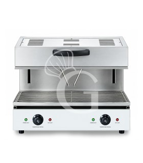 Salamandra professionale trifase 5,6 kW con testa mobile e piano di cottura L 790 x P 330 mm