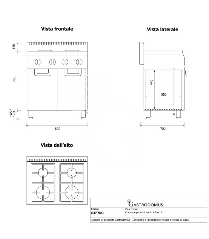 Kit Cottura Professionale per Ristorante – Forno gastronomia, Cucina a gas 4 fuochi e Friggitrice a gas 20 Litri