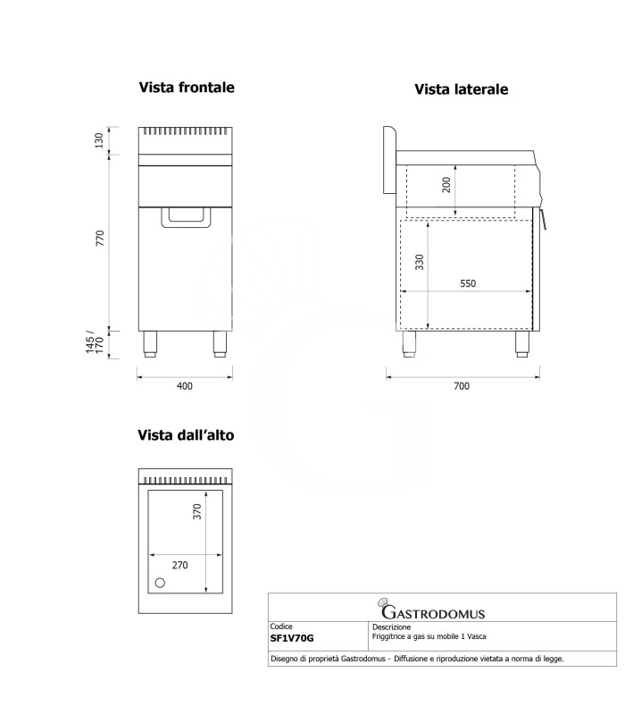 Kit Cottura Professionale per Ristorante – Forno gastronomia, Cucina a gas 4 fuochi e Friggitrice a gas 20 Litri