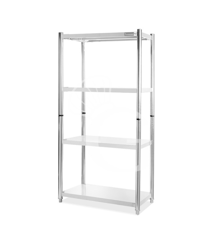 Kit Stoccaggio professionale per Ristorante – Armadio Refrigerato 650 L, Scaffale Inox 4 ripiani e Abbattitore digitale 5 Teglie