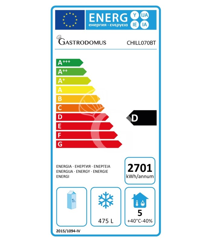 Armadio Congelatore Ventilato -18°C/-22°C 700 LT classe energetica D