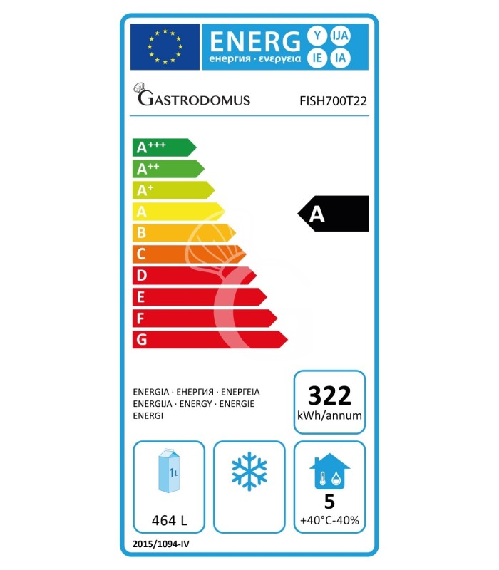 Armadio Refrigerato Ventilato Pesce/Caseificio 2 porte -5°C/+10°C 700 LT classe energetica A
