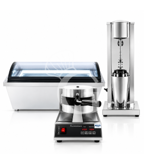 Kit Gelato Professionale per Bar – Refrigeratore da Banco, Mixer Frappè e Piastra per Panino Gelato