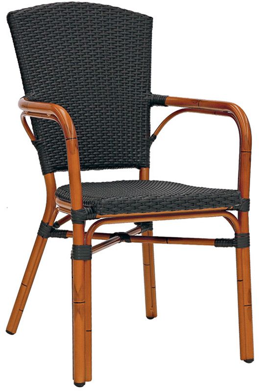 Sedia Jungle 2 in alluminio verniciato e bambu, rivestimento in filo di polietilene