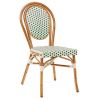 Sedia Molly in alluminio verniciato e bambù, seduta e schienale con rivestimento in filo di nylon