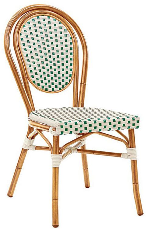 Sedia Molly in alluminio verniciato e bambù, rivestimento in filo di nylon