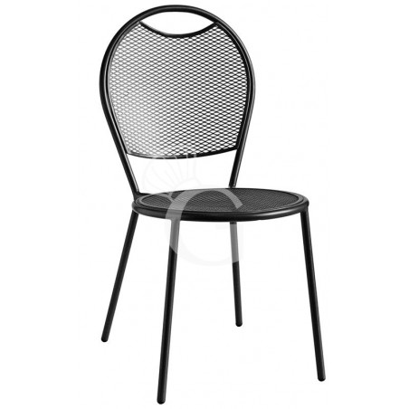 Sedia Agile con struttura, seduta e schienale in acciaio verniciato, colore nero Sedia Agile con struttura, seduta e schienale in acciaio verniciato, colore nero