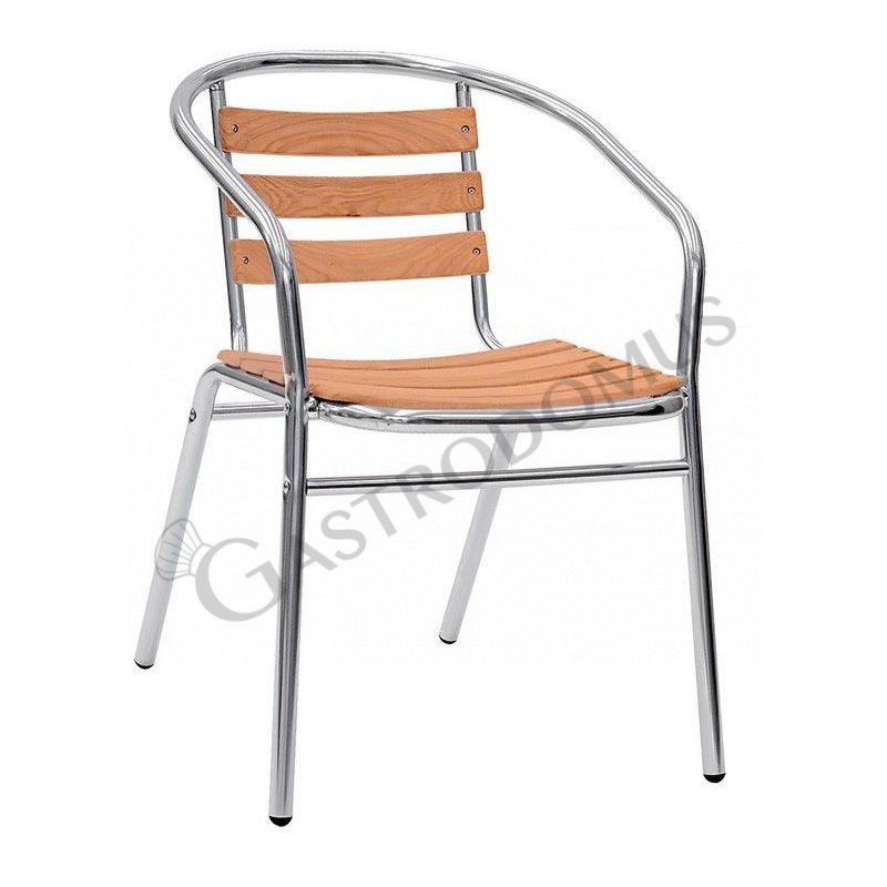 Sedia Arco Slim in alluminio anodizzato  Ø 25 x 1,5 mm e doghe in legno di rovere