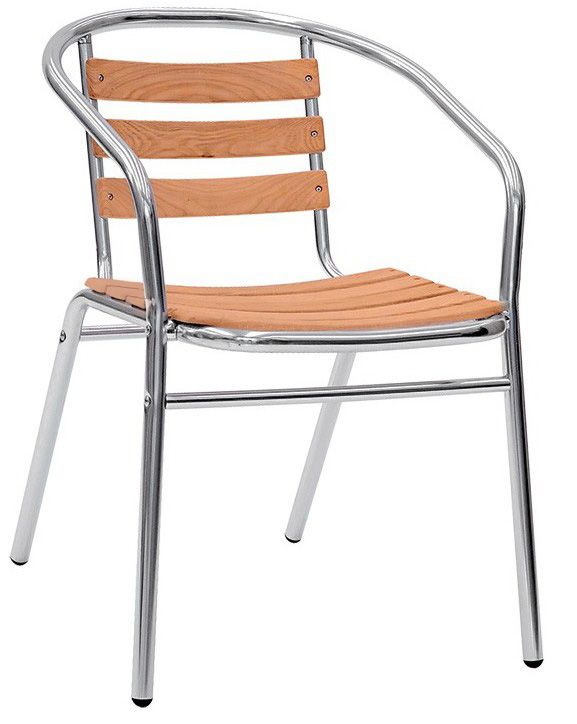 Sedia Arco Slim in alluminio anodizzato  Ø 25 x 1,5 mm e doghe in legno di rovere
