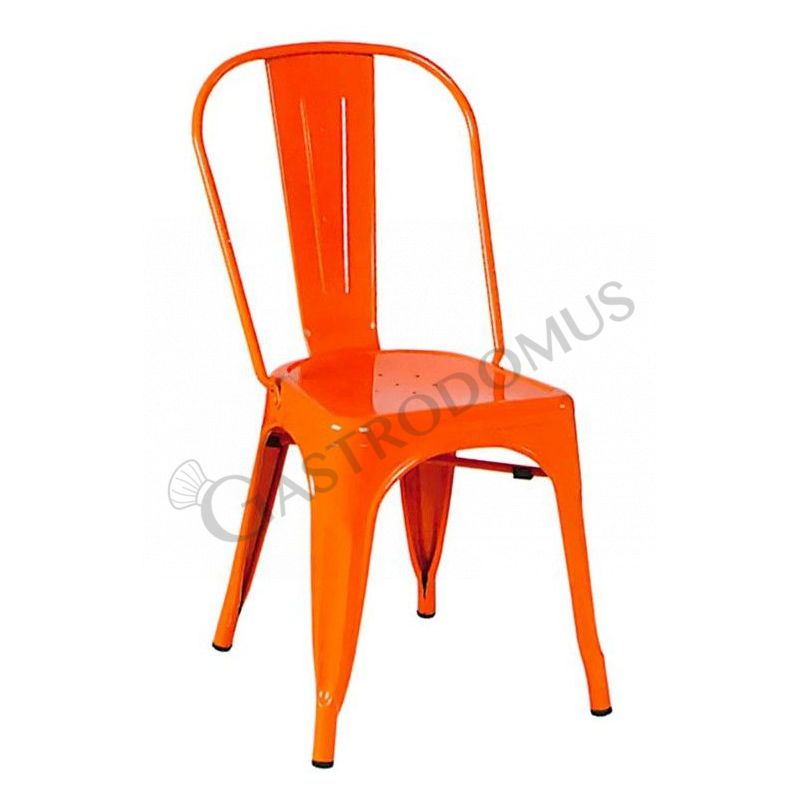 Sedia Esprit con struttura, seduta e schienale in metallo verniciato, colore arancione