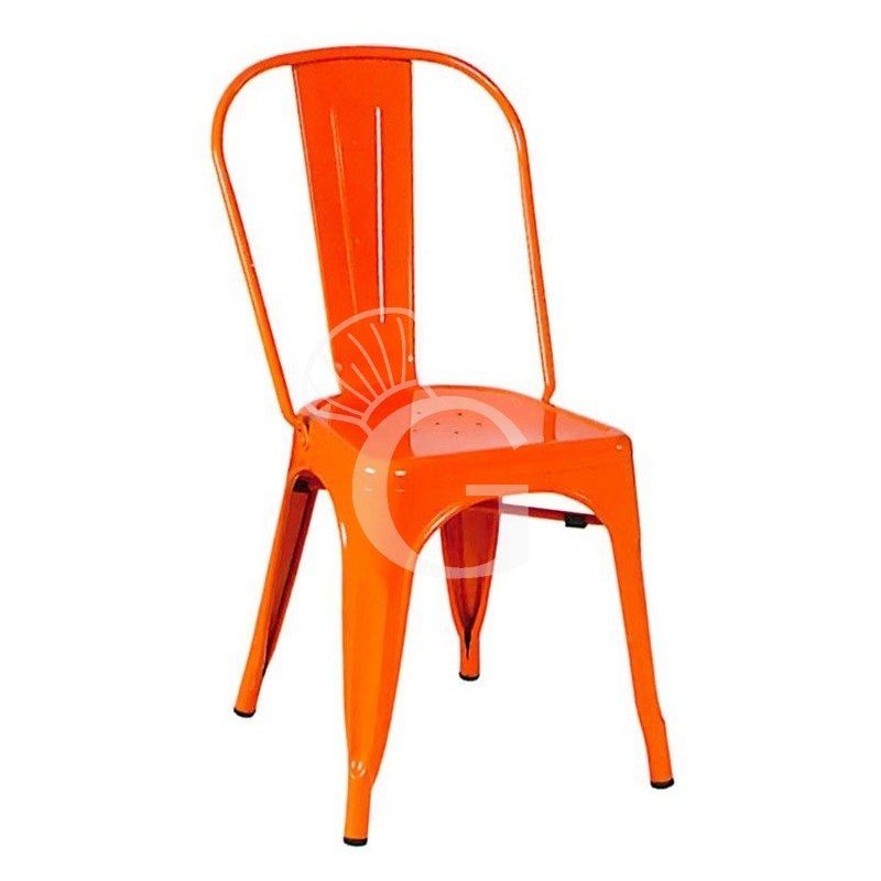 Sedia Esprit con struttura, seduta e schienale in metallo verniciato, colore arancione Sedia Esprit con struttura, seduta e schienale in metallo verniciato, colore arancione