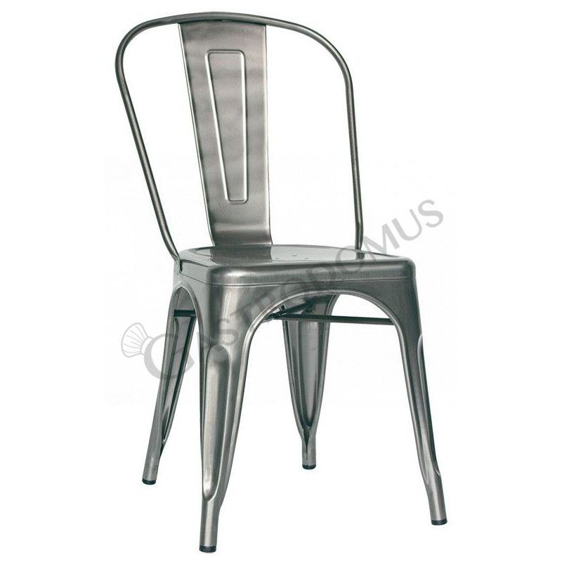 Sedia Glossy con struttura, seduta e schienale in metallo verniciato e vernice trasparente