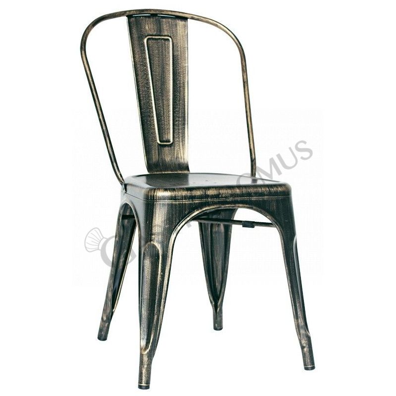 Sedia Retrò con struttura, seduta e schienale in metallo verniciato effetto anticato