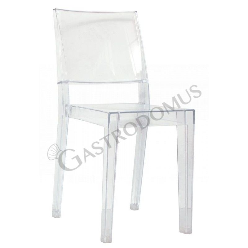 Sedia Crystal con struttura seduta e schienale in policarbonato, colore trasparente