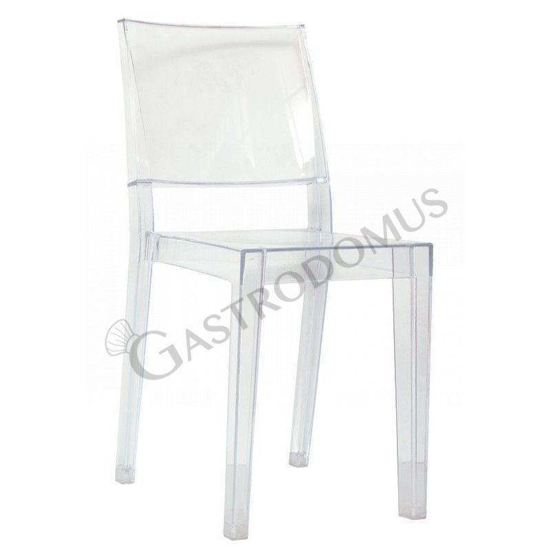 Sedia Crystal con struttura seduta e schienale in policarbonato, colore trasparente Sedia Crystal con struttura seduta e schienale in policarbonato, colore trasparente