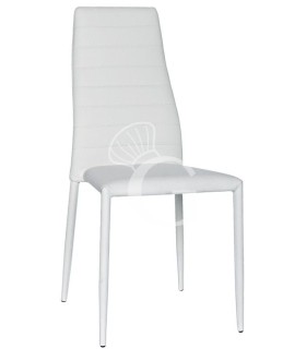Sedia Style con struttura in metallo, interamente rivestita in ecopelle, colore bianco
