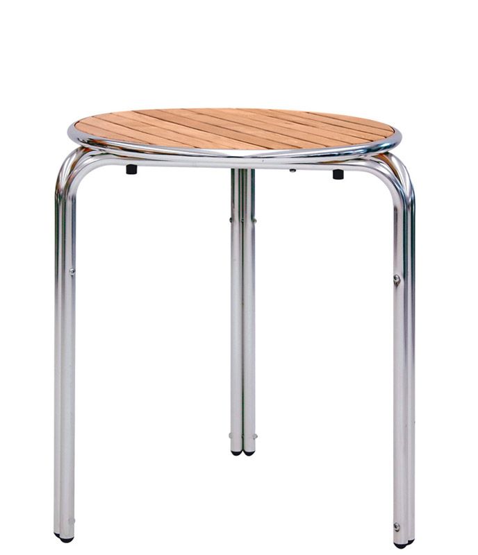 Tavolo rotondo diametro 60cm in alluminio e doghe in legno