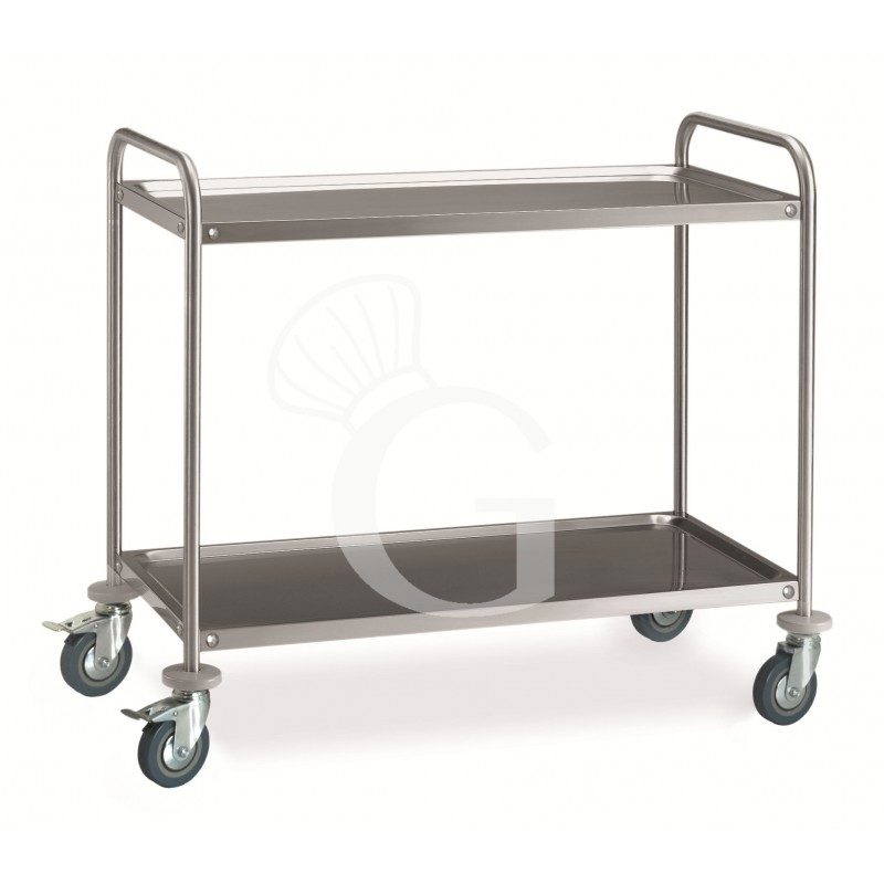 Carrello di servizio in acciaio inox con 2 piani L 1285 mm x P 690 mm x H 935 mm