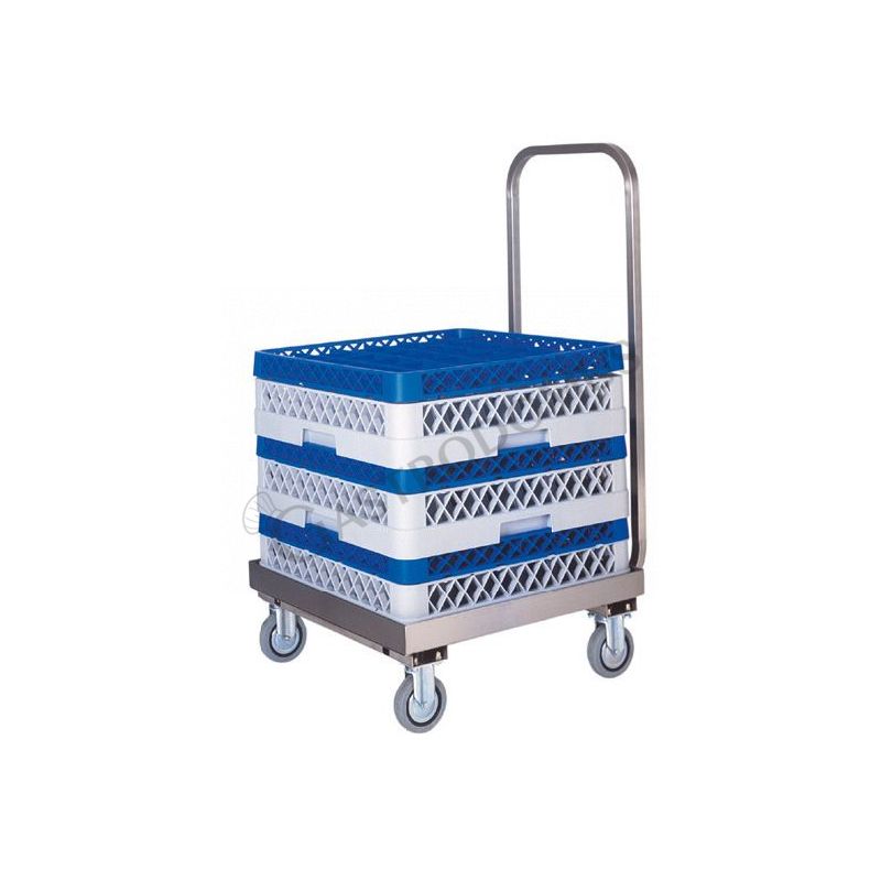 Carrello portacestelli lavastoviglie interamente in acciaio inox con manico Carrello portacestelli lavastoviglie interamente in acciaio inox con manico