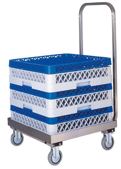 Carrello portacestelli lavastoviglie interamente in acciaio inox con manico