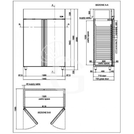 Armadio refrigerato 1200 Lt. temp. -18/22° 2 porte Armadio refrigerato 1200 Lt. temp. -18/22° 2 porte