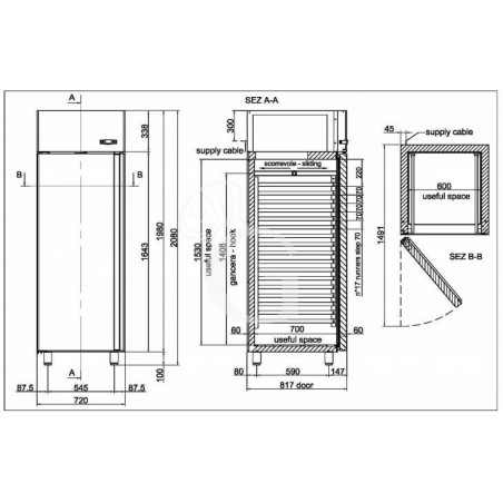 Armadio refrigerato 700 Lt. temp. -2°/+10° carne Armadio refrigerato 700 Lt. temp. -2°/+10° carne