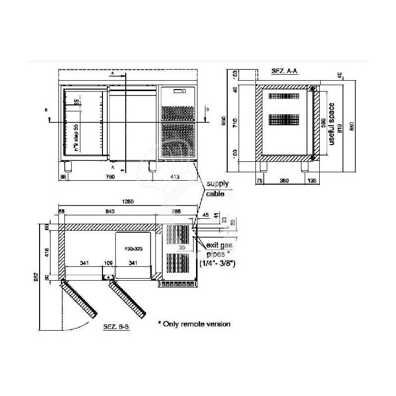 Tavolo refrigerato 2 porte piano in acciaio inox con alzatina prof.600 BT