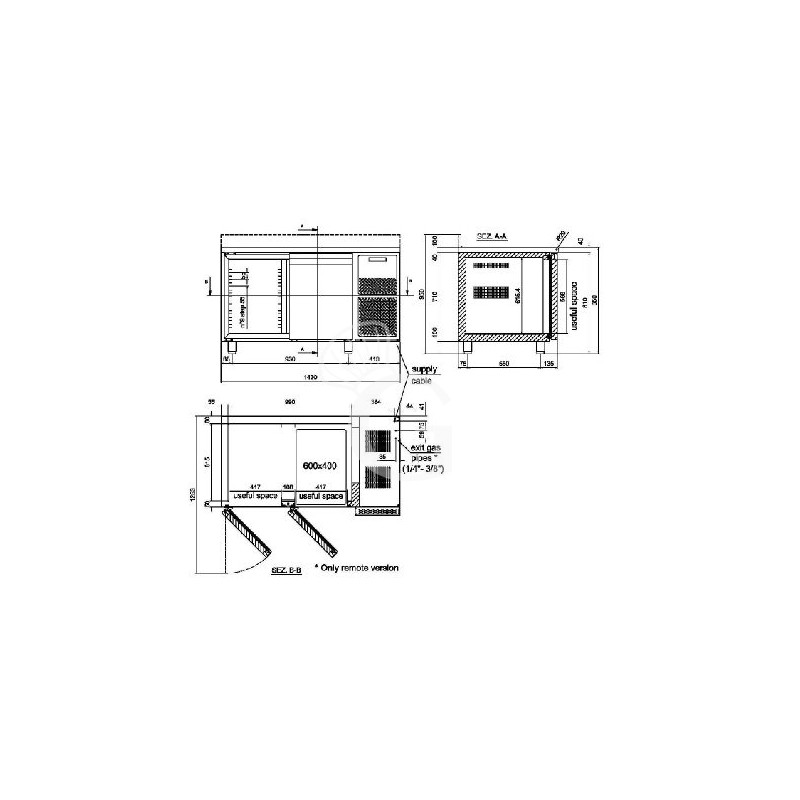 Tavolo Refrigerato 2 porte Prof. 800 mm 0°C/+10°C classe energetica A