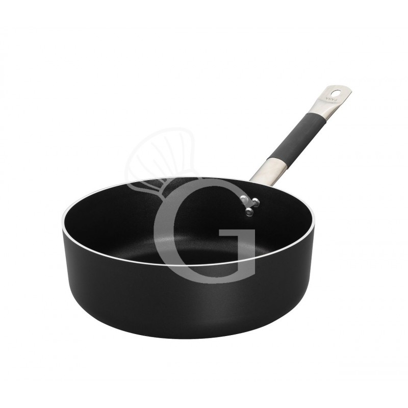 Stielkasserolle / Stieltopf (2,5 Liter), niedrig, Aluminium, Antihaftbeschichtung, Induktionsboden, Ø 200 mm, H 70 mm Stielkasserolle / Stieltopf (2,5 Liter), niedrig, Aluminium, Antihaftbeschichtung, Induktionsboden, Ø 200 mm, H 70 mm