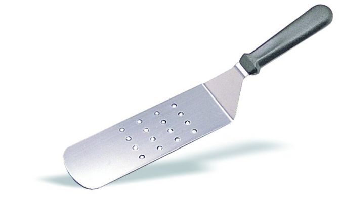 Spatola forata acciaio inox con lama L 230 mm x H 75 mm