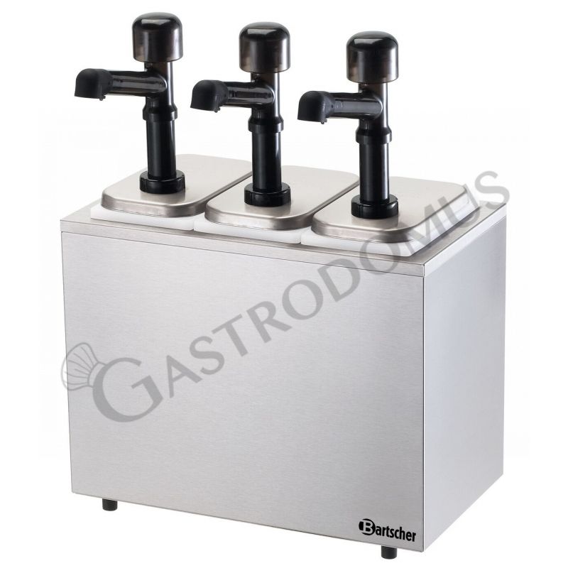 Dispenser triplo per salse con capacità 3 x 330 ml L 394 mm x P 224 mm x H 456 mm
