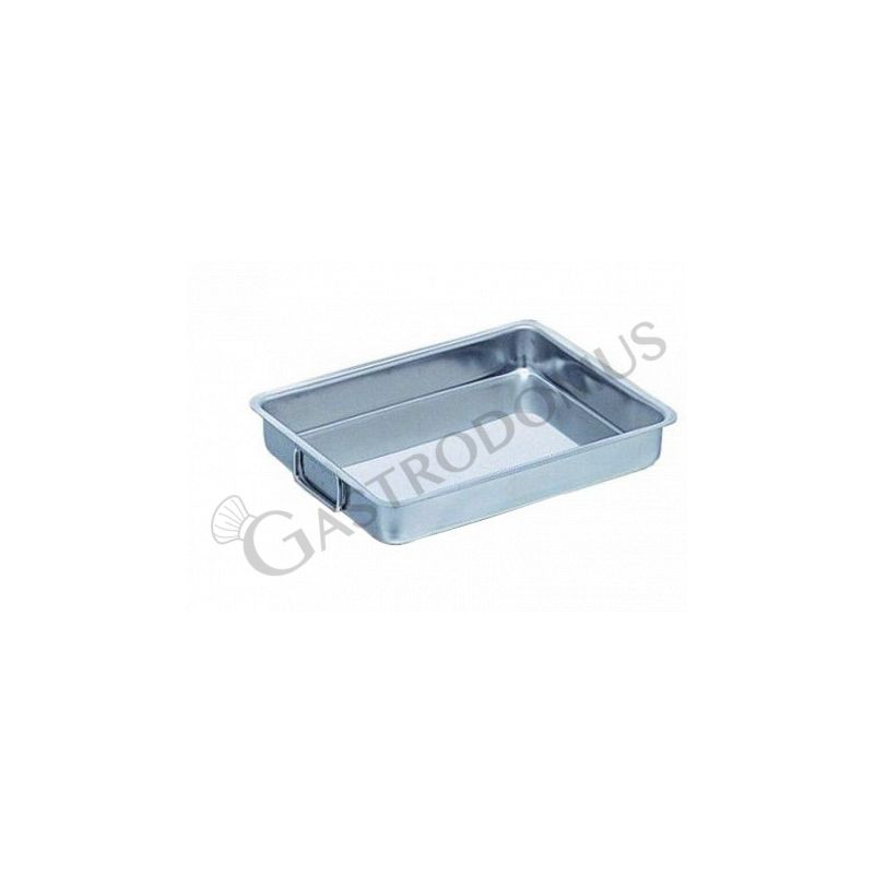Tegame in acciaio inox, 2 maniglie snodate, L 50 cm x P 35 cm x H 7 cm Tegame in acciaio inox, 2 maniglie snodate, L 50 cm x P 35 cm x H 7 cm