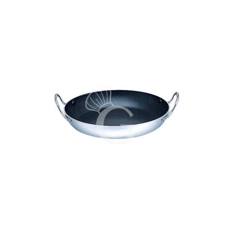 Paellera in alluminio antiaderente manici inox diametro 240 mm x H 45 mm