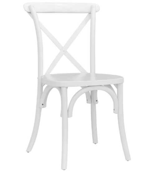 Sedia Milady con struttura e schienale in legno, colore bianco