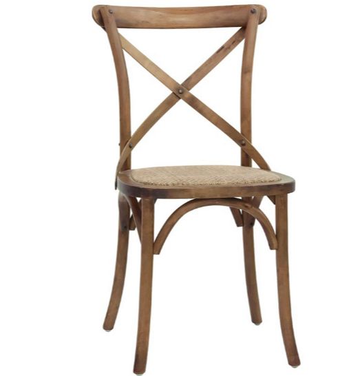Sedia Primula con struttura in legno e seduta in rattan