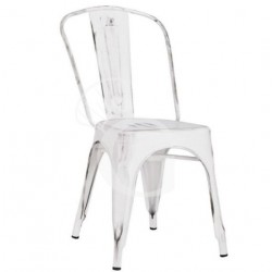 Sedia Piper con struttura, seduta e schienale in metallo verniciato, colore bianco