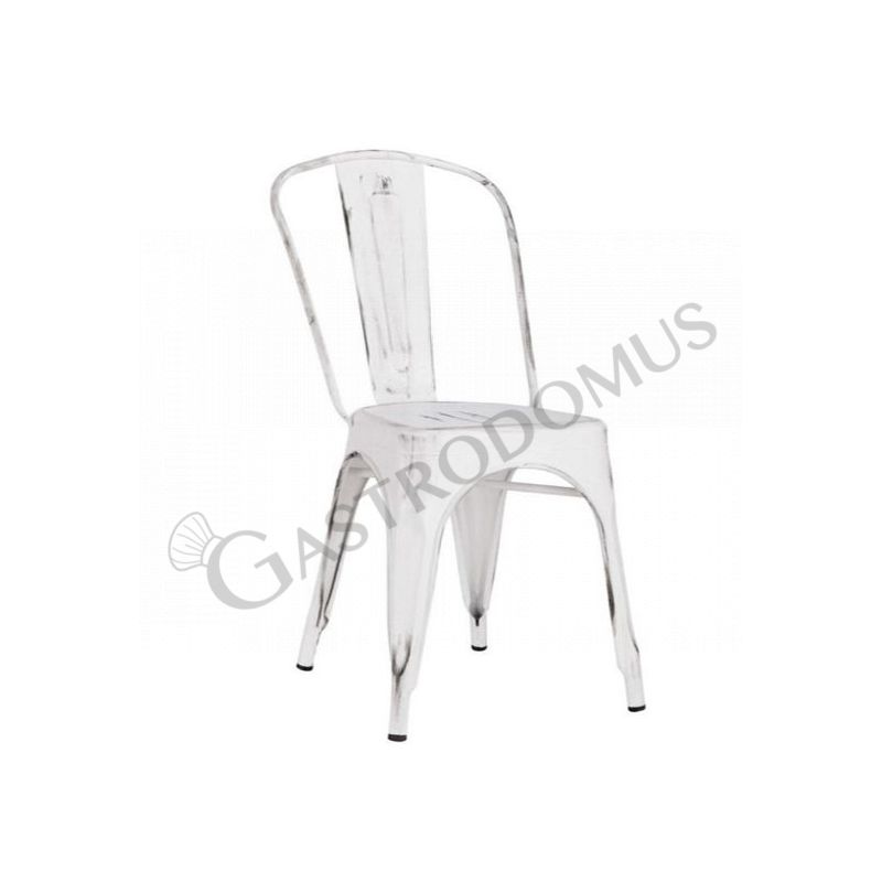 Sedia Piper con struttura, seduta e schienale in metallo verniciato, colore bianco