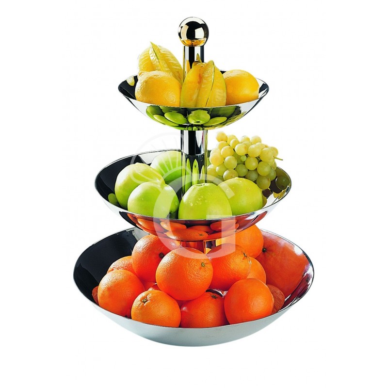 Portafrutta inox con 3 vassoi - L 300 mm x P 380 mm x H 550 mm