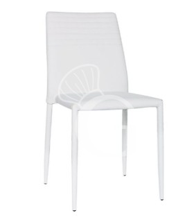 Sedia Moira con struttura in metallo interamente rivestita in ecopelle, colore bianco