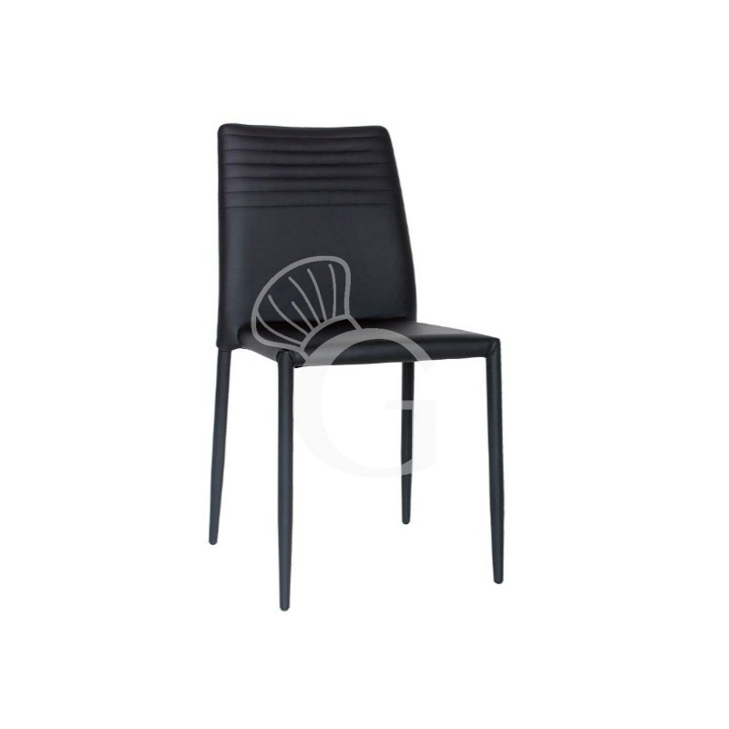 Sedia Moira con struttura in metallo interamente rivestita in ecopelle, colore nero Sedia Moira con struttura in metallo interamente rivestita in ecopelle, colore nero