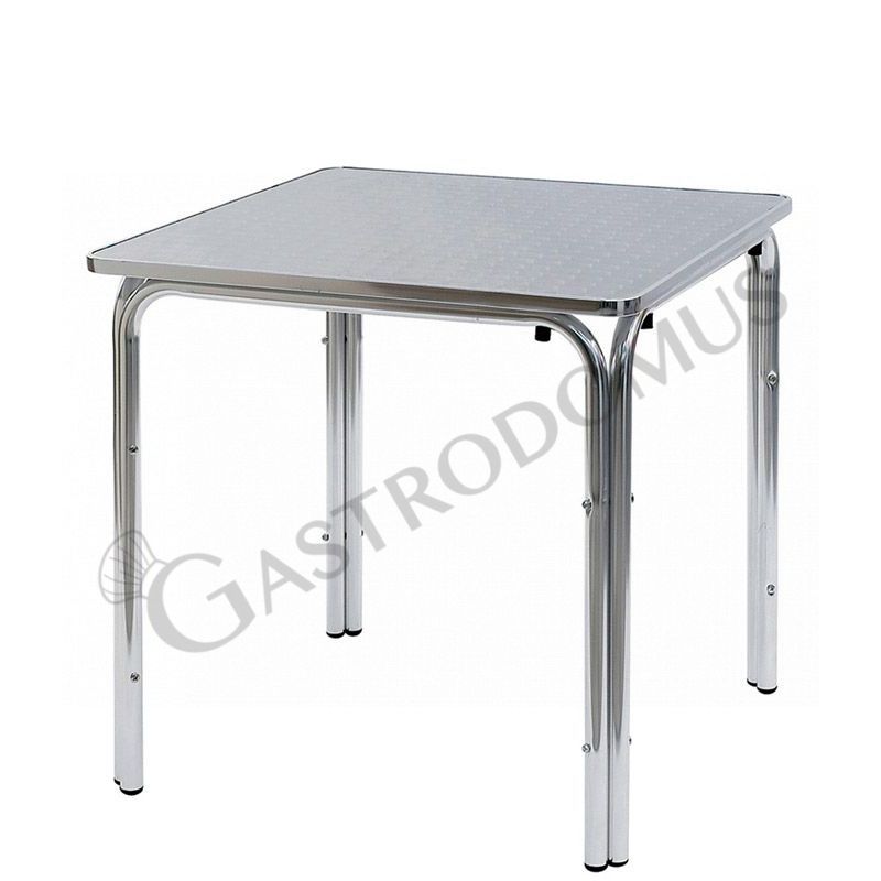 Tavolo quadrato 4 gambe in alluminio e acciaio Tavolo quadrato 4 gambe in alluminio e acciaio
