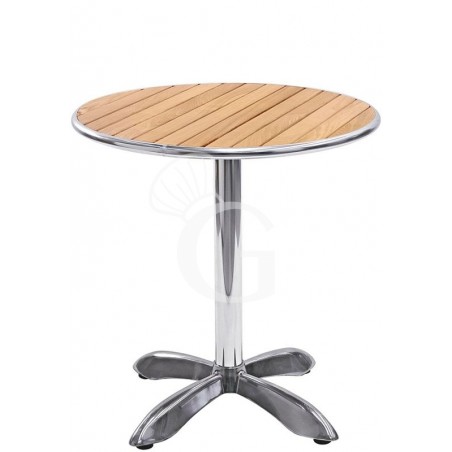 Tavolo da esterno quadrato in alluminio e legno L 60 cm Tavolo da esterno quadrato in alluminio e legno L 60 cm