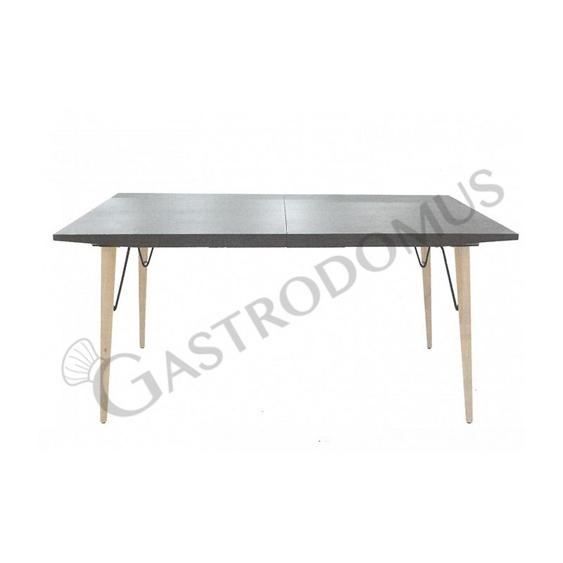 Tavolo da interno allungabile in legno e metallo con piano MDF plastificato effetto pietra
