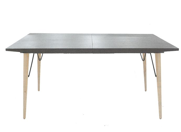 Tavolo da interno allungabile in legno e metallo con piano MDF plastificato effetto pietra