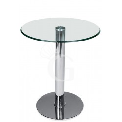 Tavolo da interno in metallo cromato e piano in vetro temperato ⌀ 60 cm