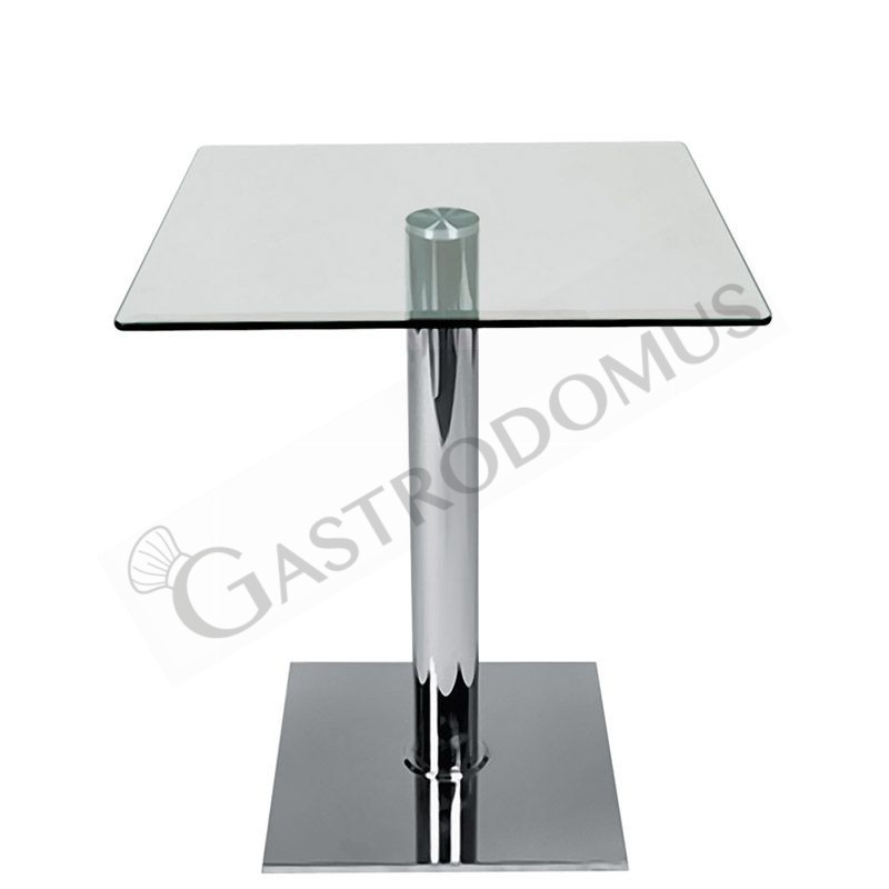 Tavolo da interno in acciaio cromato e piano in vetro temperato ⌀ 70 cm