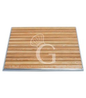 Piano quadrato in doghe di legno bordato in alluminio per esterno - dimensioni 600 mm x 600 mm