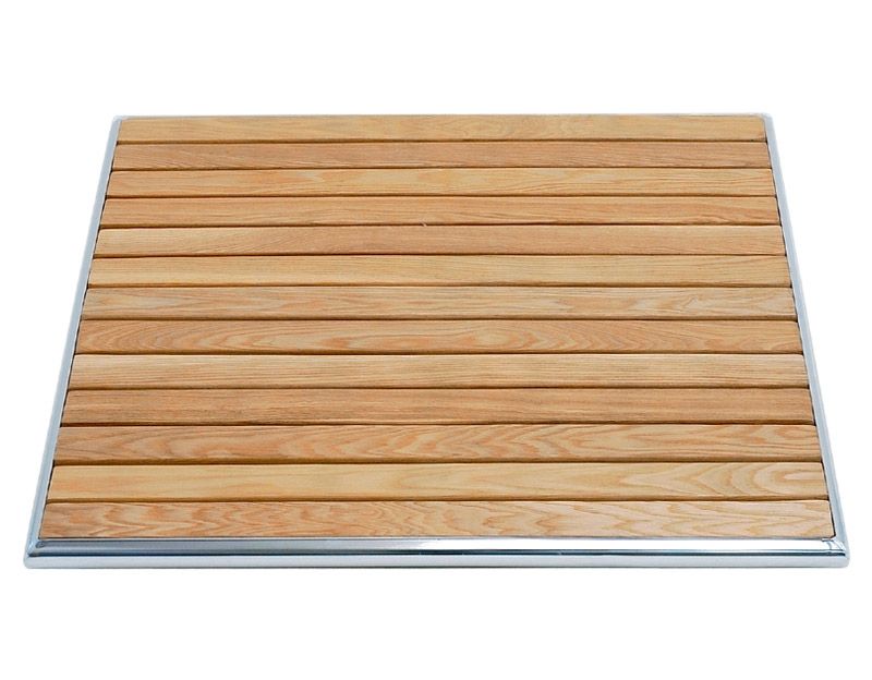 Piano quadrato in doghe di legno bordato in alluminio per esterno - dimensioni 600 mm x 600 mm