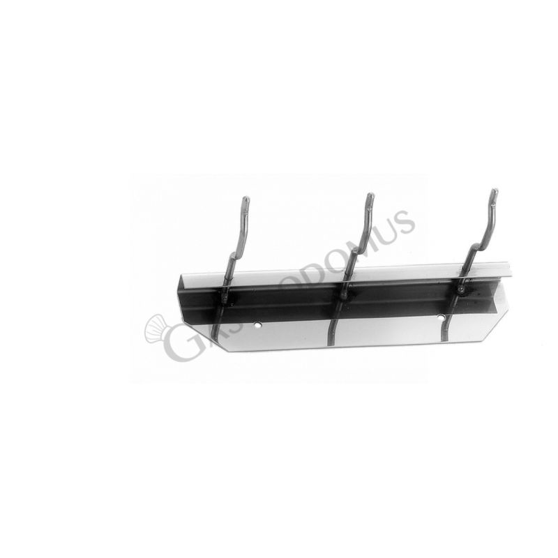Supporto a parete in inox con 3 ganci L 230 mm x P 100 mm x H 50 mm Supporto a parete in inox con 3 ganci L 230 mm x P 100 mm x H 50 mm